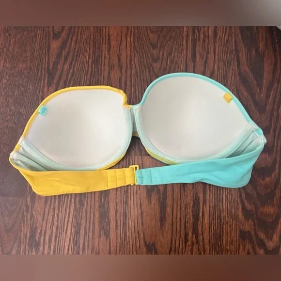 Victoria's Secret Yellow and Light Blue Bikini Top - Picture 3 of 7